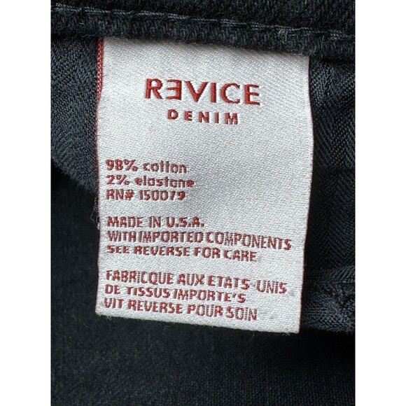 Revice Jeans 28 Black High Waist Straight Leg Denim Asymmetrical Button Fly USA - Picture 13 of 14